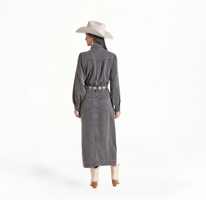Panhandle Women's Long Black Denim Dress