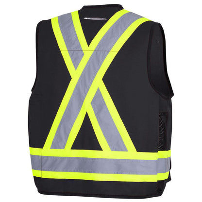 Pioneer Hi-Vis 150D Poly Twill Surveyor's Safety Vest With Snap Closure 6692-BLK, 6683-RED