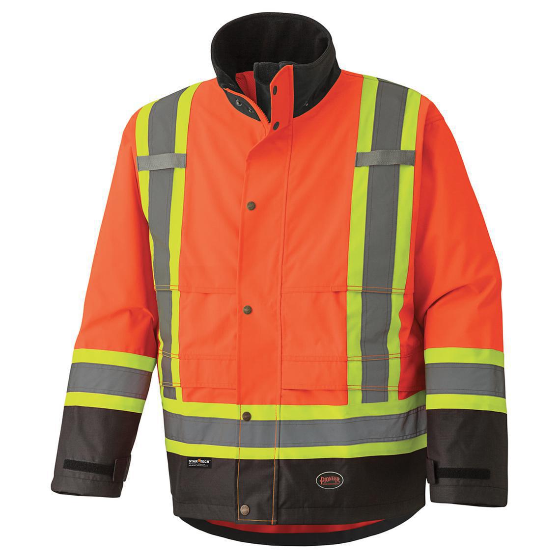 Pioneer Men's 300D Hi-Vis Waterproof Safety Jacket - Hi-Vis Orange