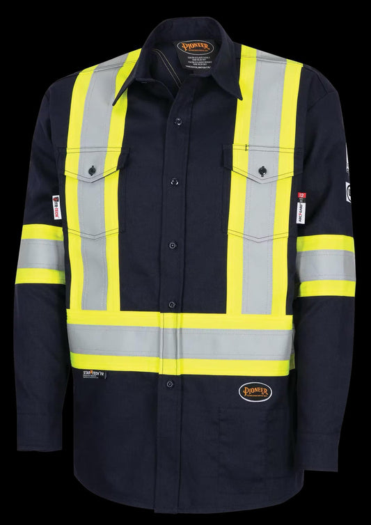 Pioneer Women's FR-Tech® Hi-Vis 88/12 7 oz FR/ARC–Rated Safety Shirt – Navy