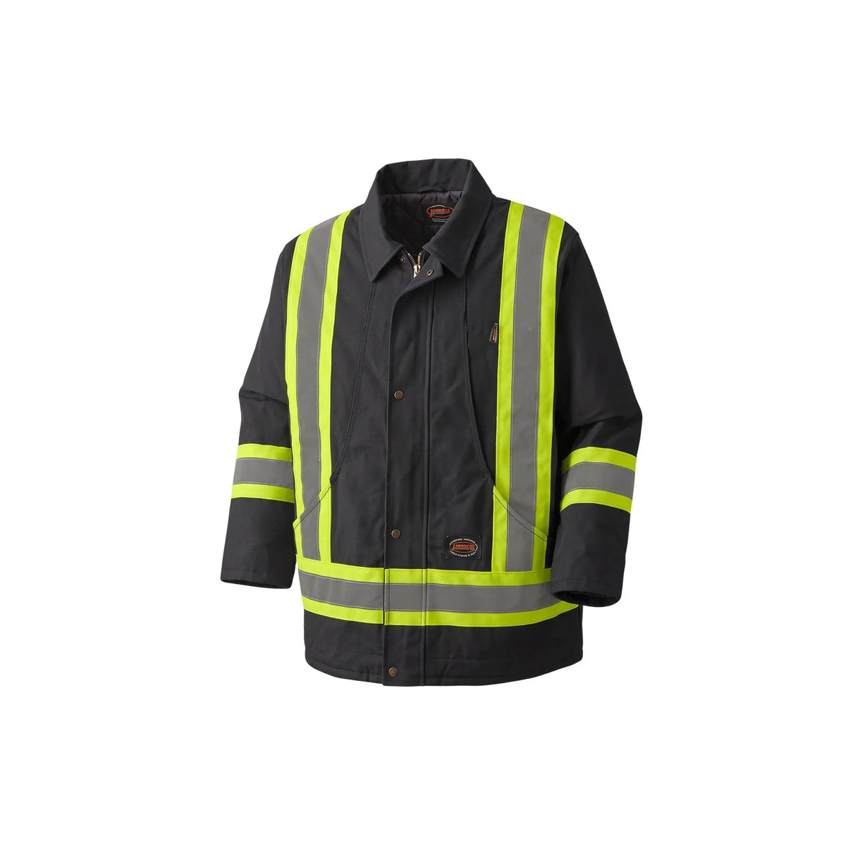 Pioneer Men's Medium Quilted Black Cotton Duck Safety Winter Coat
