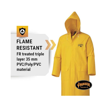 Pioneer Men's Storm Master Flame Resistant Hooded Long Rain Coat-Yellow