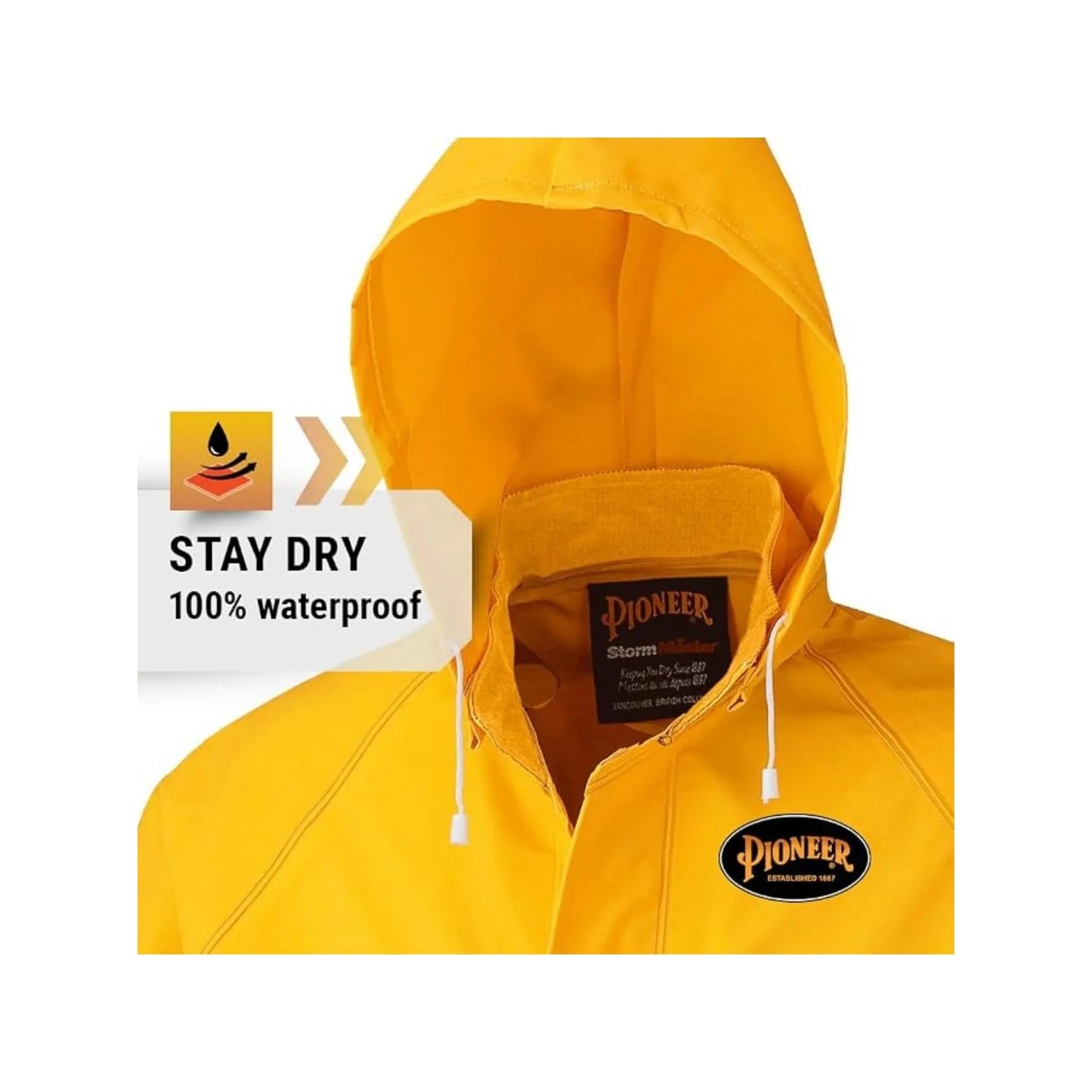 Pioneer Men's Storm Master Flame Resistant Hooded Long Rain Coat-Yellow