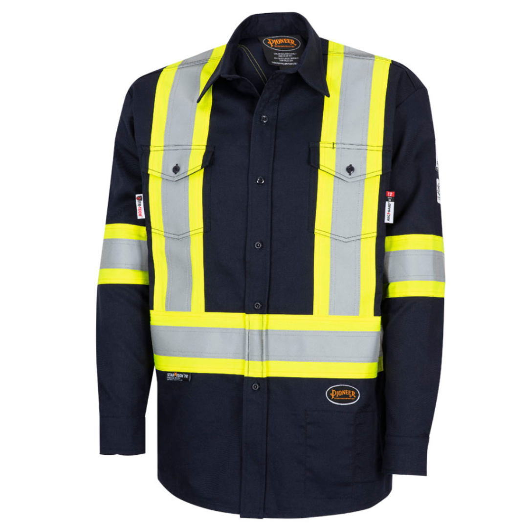 Pioneer Women's FR-Tech® Hi-Vis 88/12 7 oz FR/ARC–Rated Safety Shirt – Navy