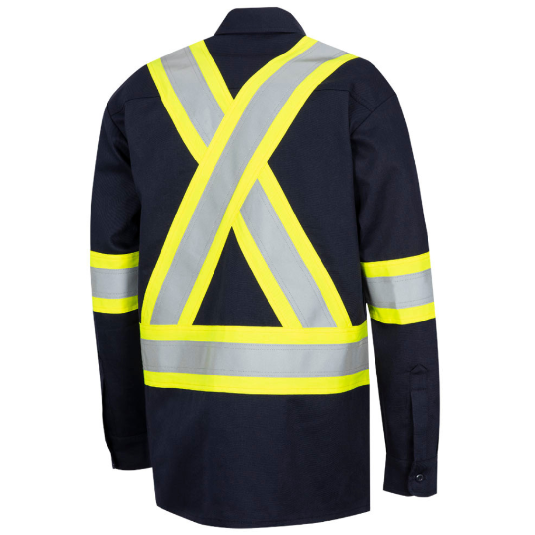 Pioneer Women's FR-Tech® Hi-Vis 88/12 7 oz FR/ARC–Rated Safety Shirt – Navy