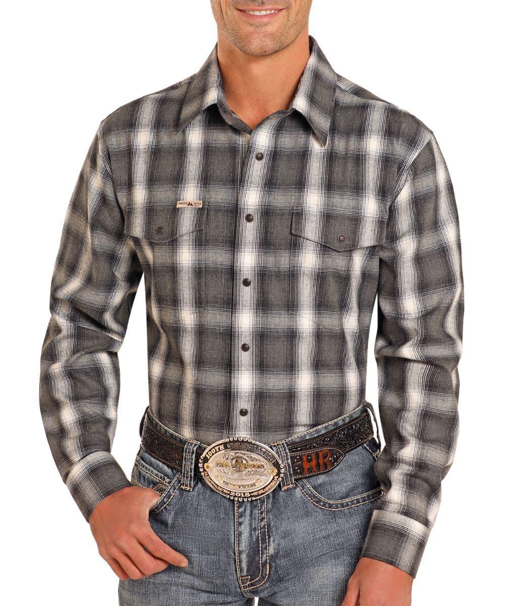 Powder River Outfitter Men's Plaid Button up Long sleeve