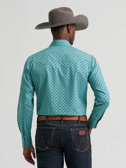 Men's Wrangler Modern Fit Long Sleeve Turqoiuse Western Shirt
