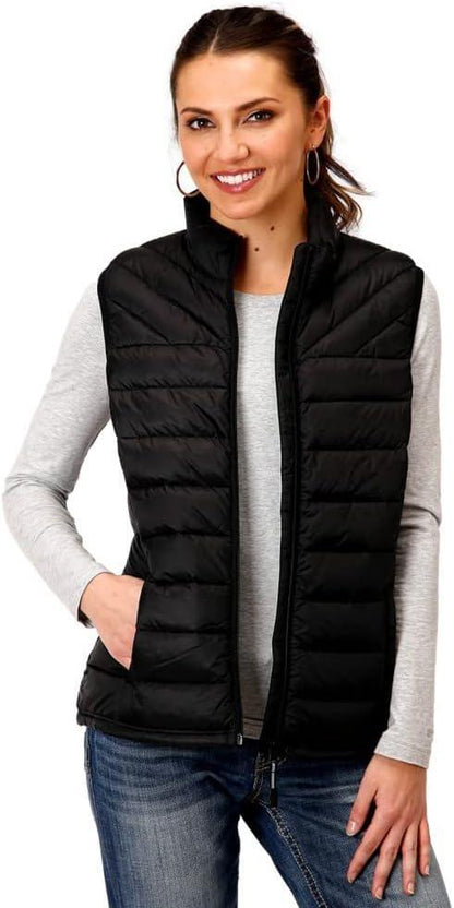 Roper Women's Western Vest  Quilted Zip Black 03-098-0685-6000 BL