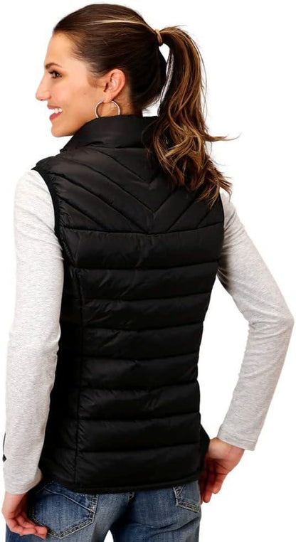 Roper Women's Western Vest  Quilted Zip Black 03-098-0685-6000 BL