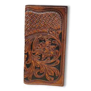 Ranger Belt Company Floral Basketweave Rodeo Wallet in Chestnut weis-western-wear