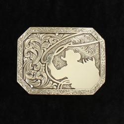 Rectangle Stamped Edge Cowboy Roping Buckle