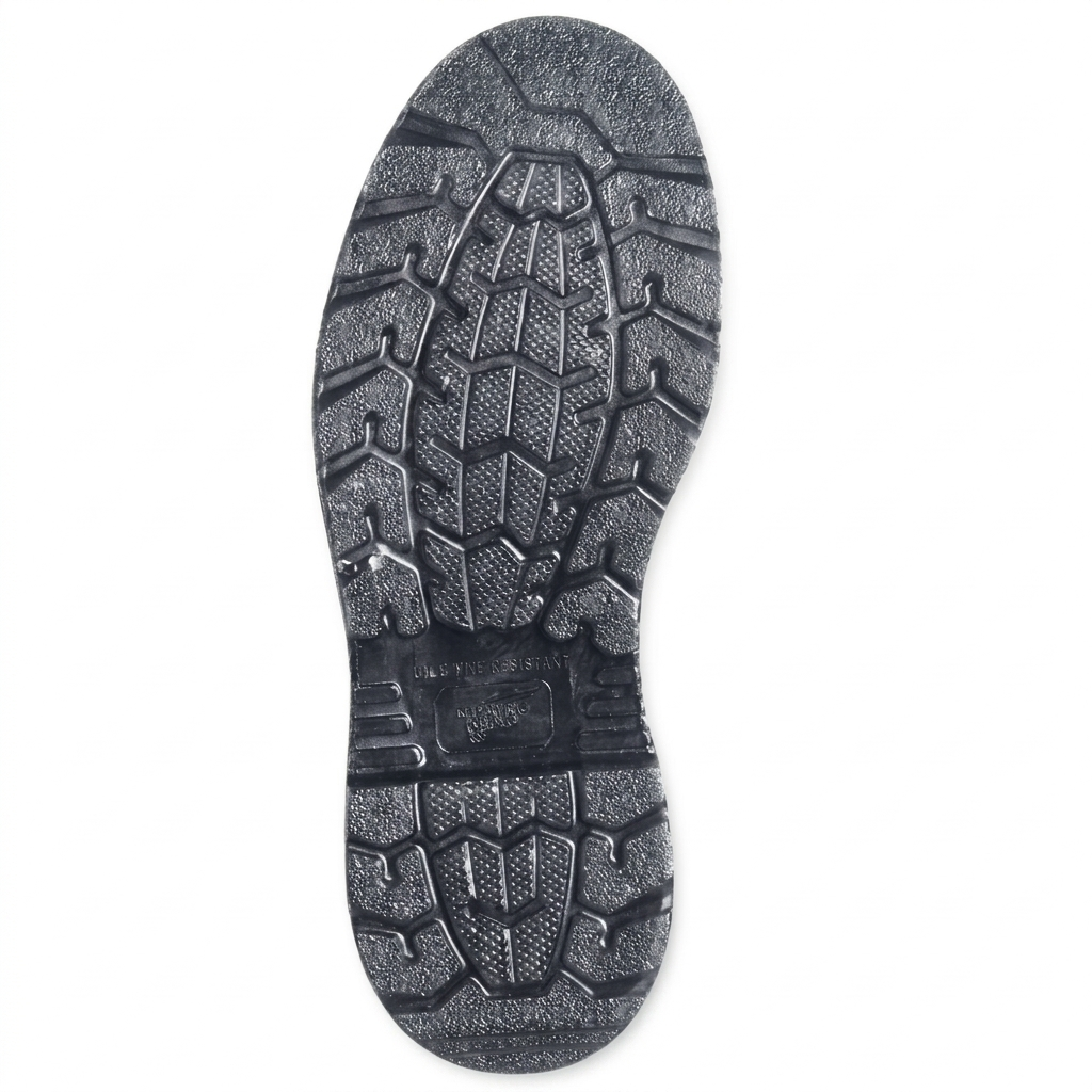 Red Wing 3508 8-inch CSA steel toe lace-up work boot, back view showing heel counter and stitching.