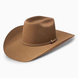 Resistol Cody Johnson 6X fur felt hat in Black, showing the matching leather hatband.