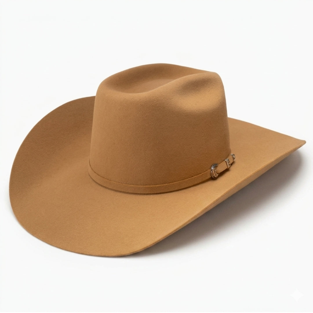 Resistol Cody Johnson 6X fur felt hat in Black, showing the matching leather hatband.
