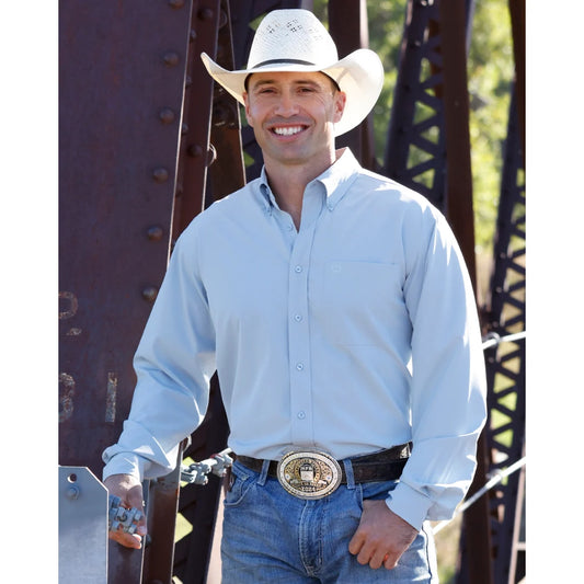 Cinch Men's Light Blue ArenaFlex Long Sleeve Shirt