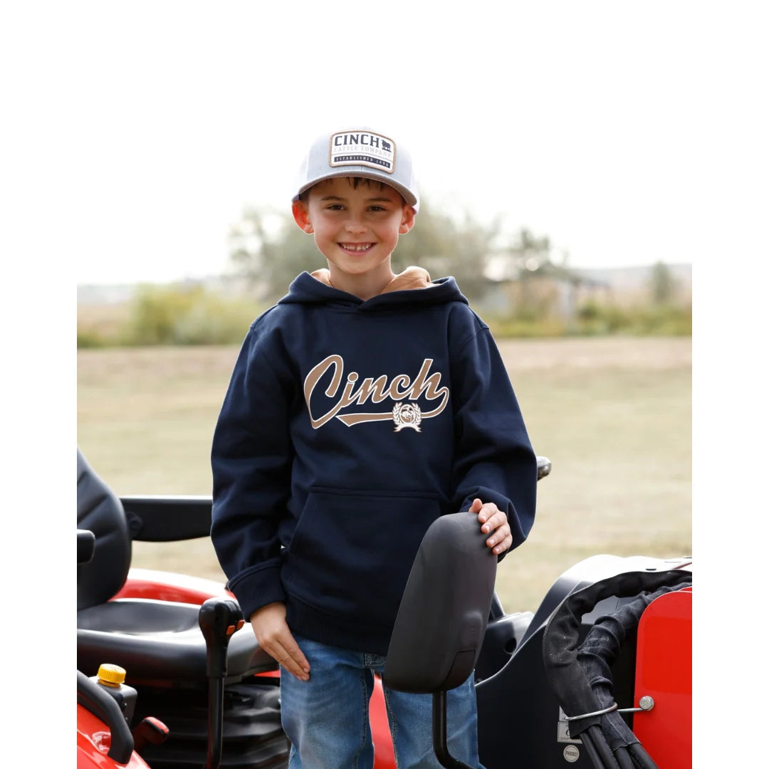 Cinch Boy's Pullover Hoodie In Navy