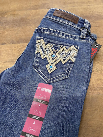Rock & Roll Denim Girl's Bootcut Medium Wash Aztec