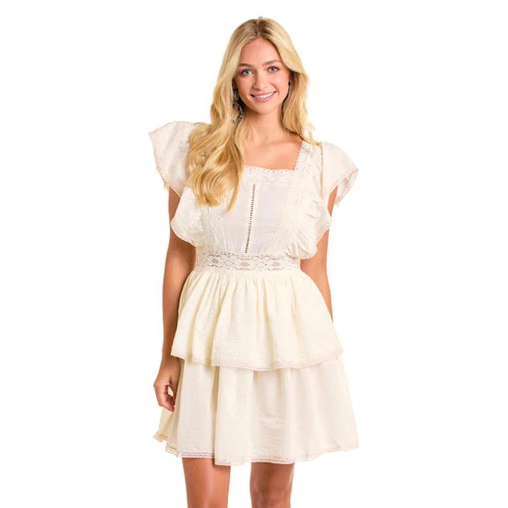 Rock & Roll Denim Women's Flutter Sleeve Mini Dress weis-western-wear