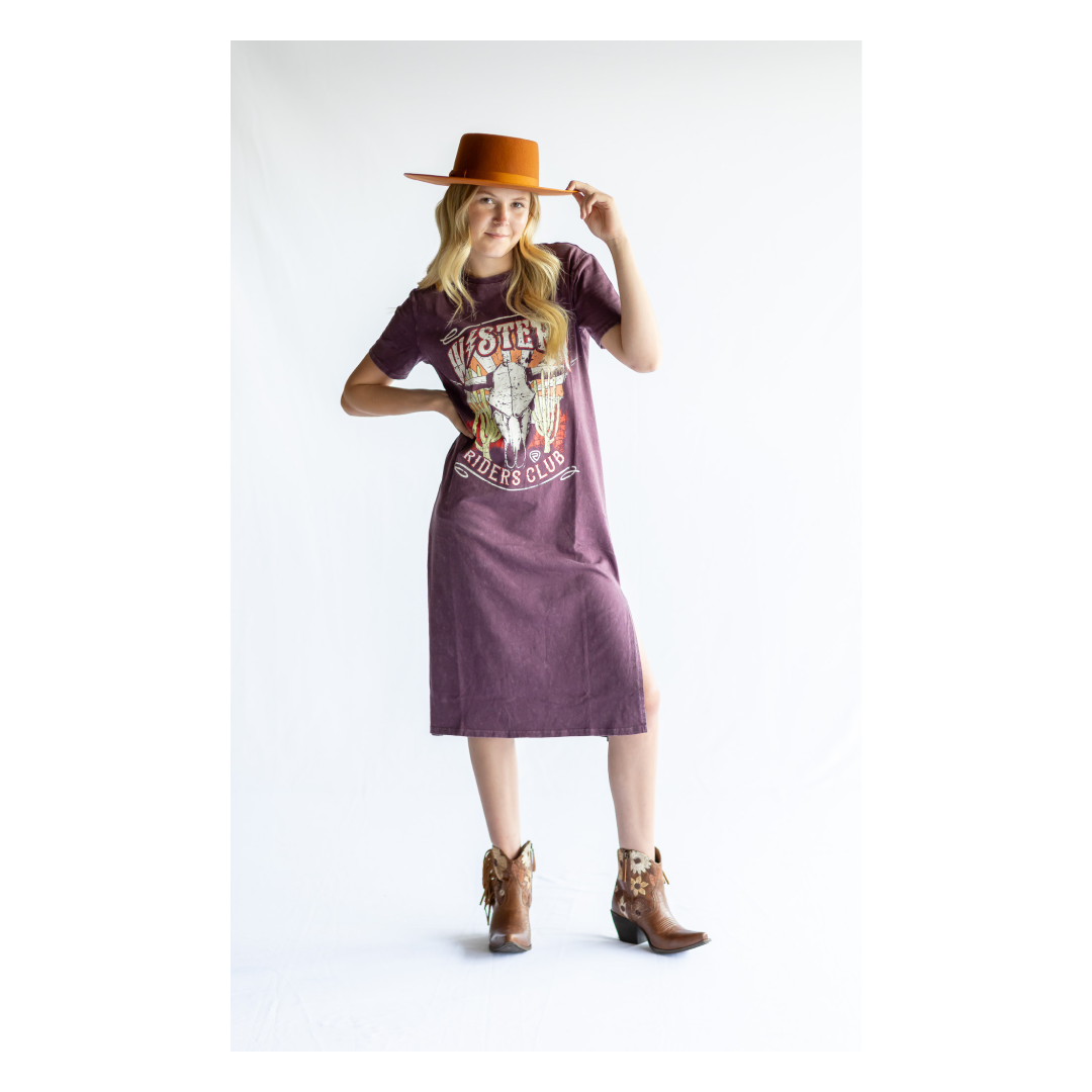 Rock & Roll Denim Women's Western Graphic Maxi Dress Purple Rock & Roll Denim Women's Western Graphic Maxi Dress Purple