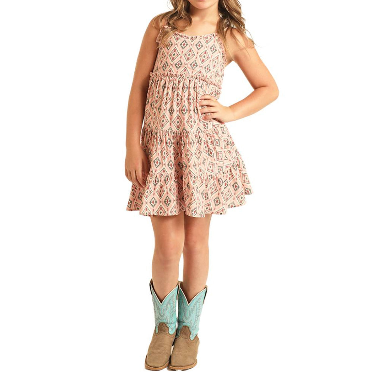 Rock & Roll Girl's Pink Aztec Print Dress BGD0R03899