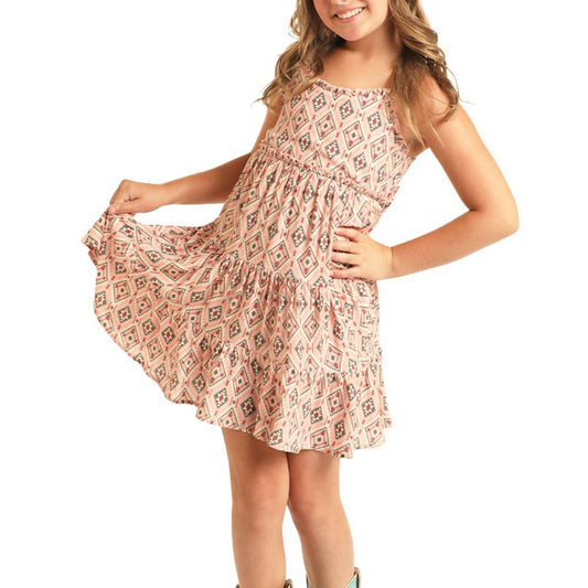 Rock & Roll Girl's Pink Aztec Print Dress BGD0R03899