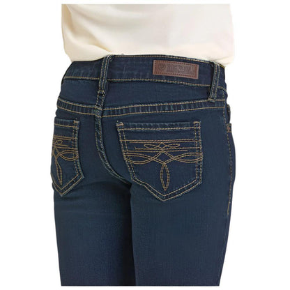 Rock & Roll Girls' Boot Stitch Bootcut Jean - Dark Vintage Wash weis-western-wear