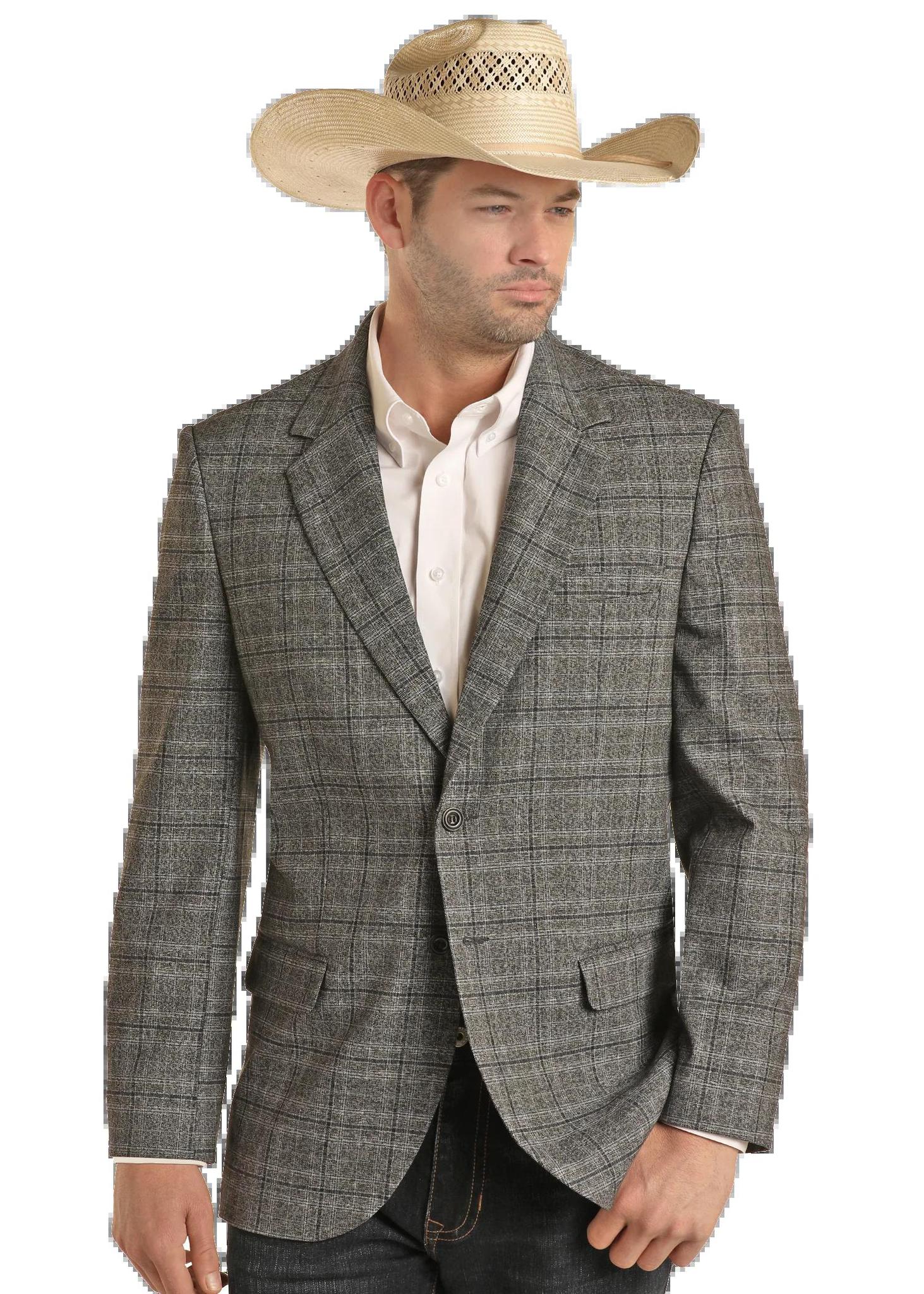 Rock & Roll Men's Charcoal Windowpane Plaid Sport Coat weis-western-wear