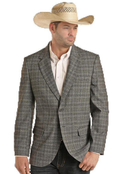 Rock & Roll Men's Charcoal Windowpane Plaid Sport Coat weis-western-wear