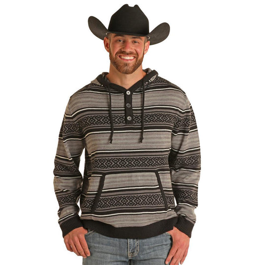 Rock & Roll Men's Denim Knitted Sweater Hoodie