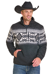Rock & Roll Men's Fleece Border Aztec Pullover