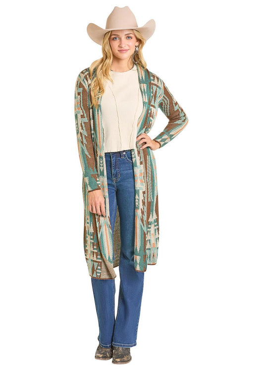 Rock & Roll Multicolor Aztec Knit Duster