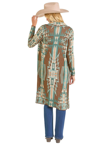 Rock & Roll Multicolor Aztec Knit Duster weis-western-wear
