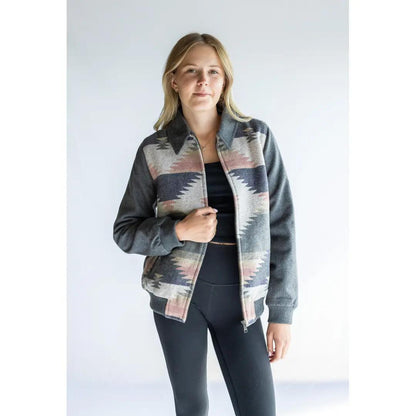 Rock & Roll Women's Aztec Wool Bomber Jacket