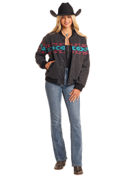 Rock & Roll Women's Border Print Bomber Jacket BW92D05347