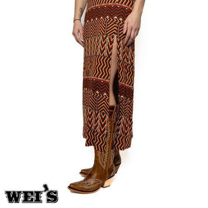 Rock & Roll Women's Burnt Orange Geo Print Dress BWD0R03294-CLEARANCE