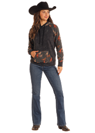 Rock & Roll Women's Contrast Sleeves Hoodie BW94T05231