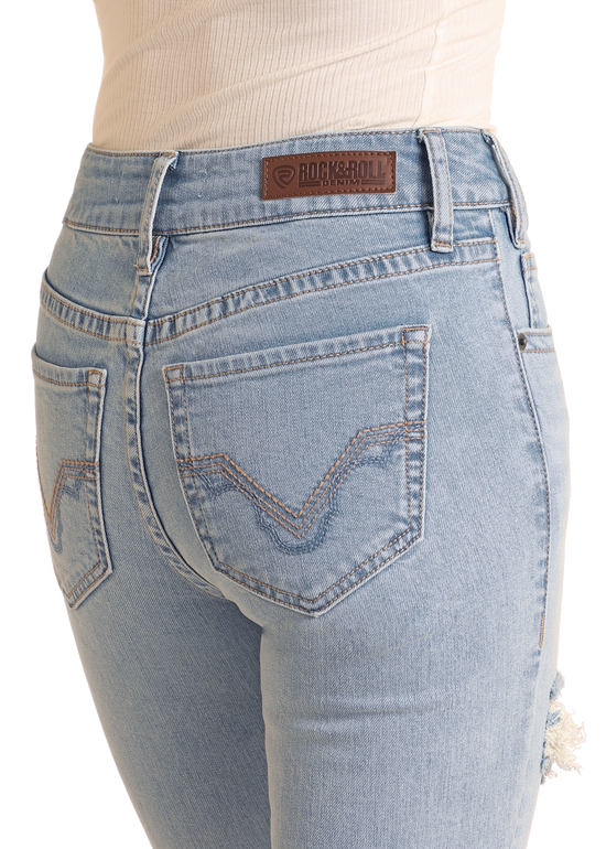 Rock & Roll Women's Distressed High Rise Bootcut Jeans