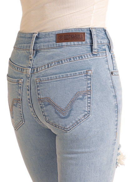 Rock & Roll Women's Distressed High Rise Bootcut Jeans