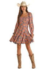 Rock & Roll Women's Floral Print Blouson Sleeve Dress BWD2R03262- CLEARANCE