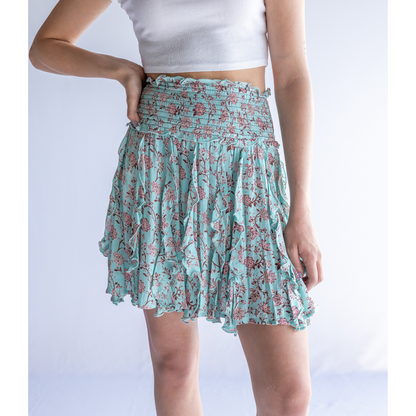 Rock & Roll Women's Floral Print Ruffled Mini Skirt BW69B03272