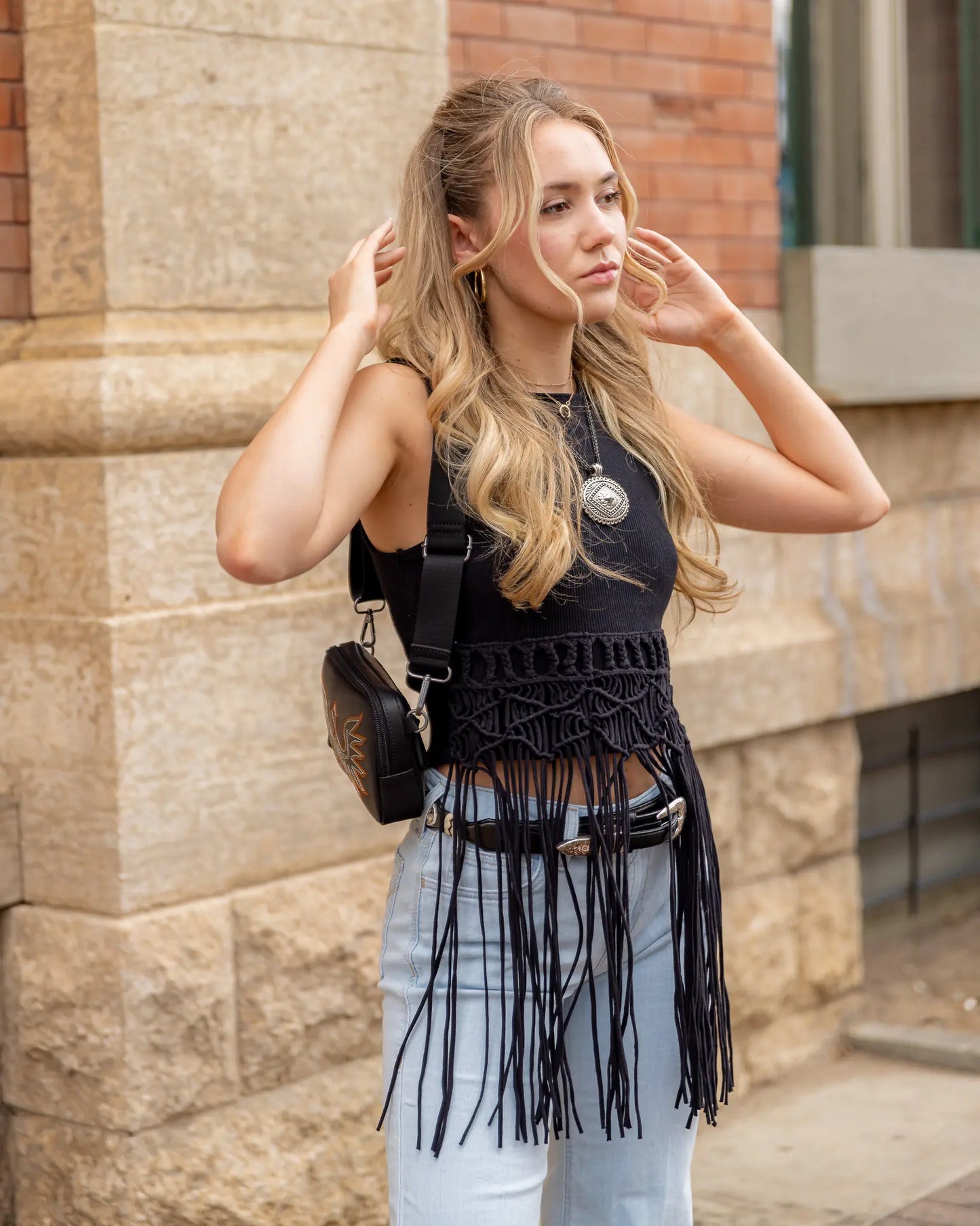 Rock&Roll Women's Macrame Tank Top With Fringe