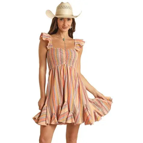 Rock & Roll Women's Multi Stripe Mini Dress -Clearance