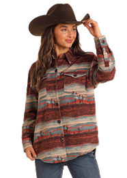 Rock & Roll Women's Scenery Jacquard Shirt Jacket