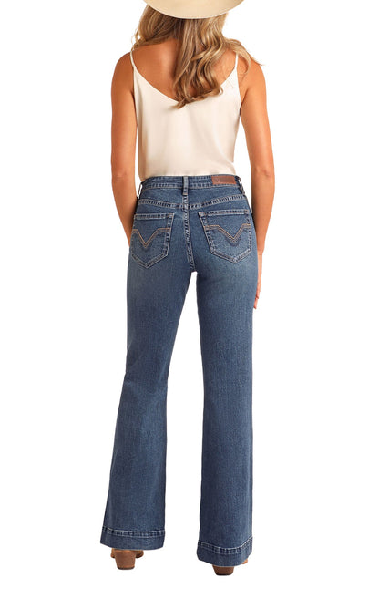 Rock & Roll Women's Signature Embroidered High Rise Trouser