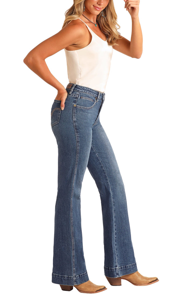 Rock & Roll Women's Signature Embroidered High Rise Trouser