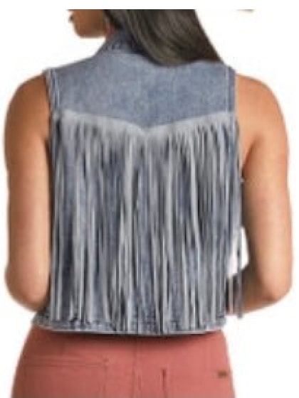 Rock & Roll Women’s Vest Fringed Denim weis-western-wear