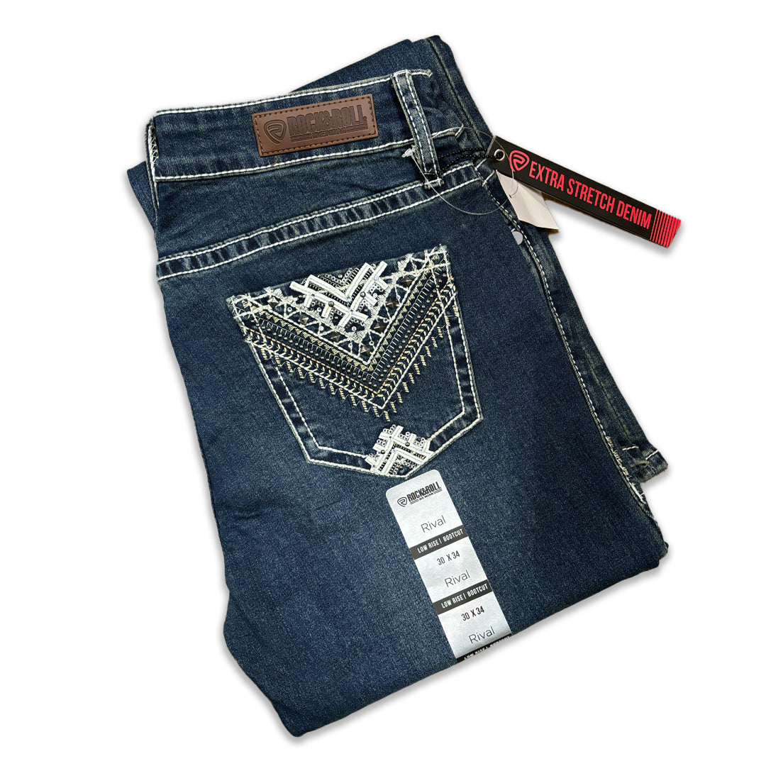 Rock and Roll Denim Juniors Rival Boot Cut Dark Vintage W6-6124