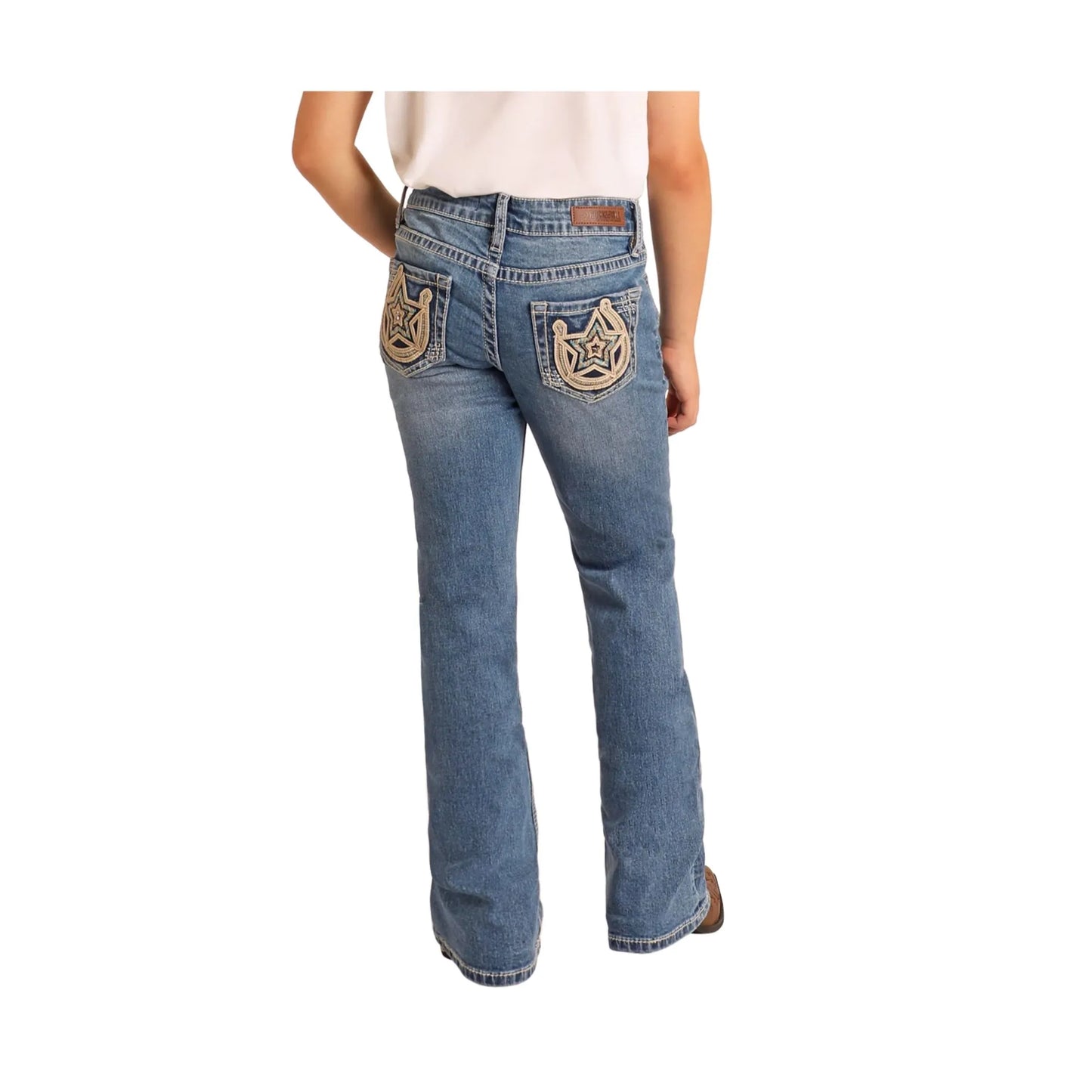 Rock & Roll Denim Girl's Horseshoe With Star Boot Cut Jean