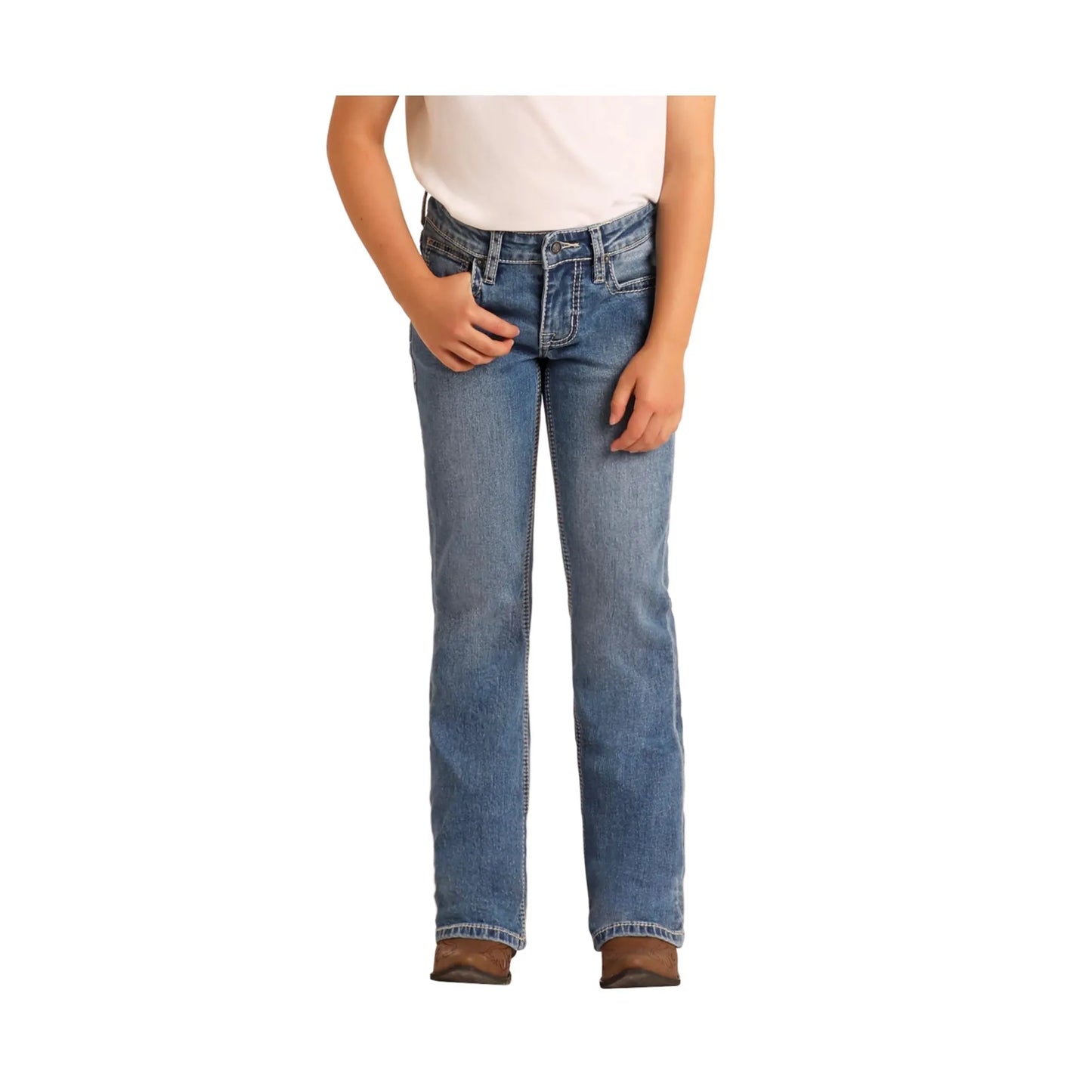 Rock & Roll Denim Girl's Horseshoe With Star Boot Cut Jean