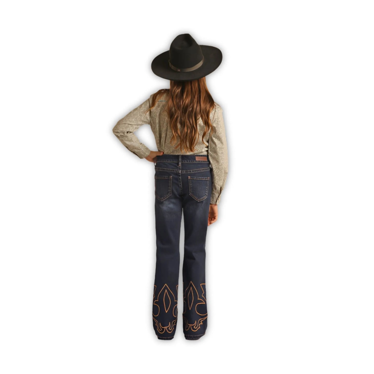 Rock & Roll Girl's Embroidered Denim Mid-Rise Trouser Jeans weis-western-wear